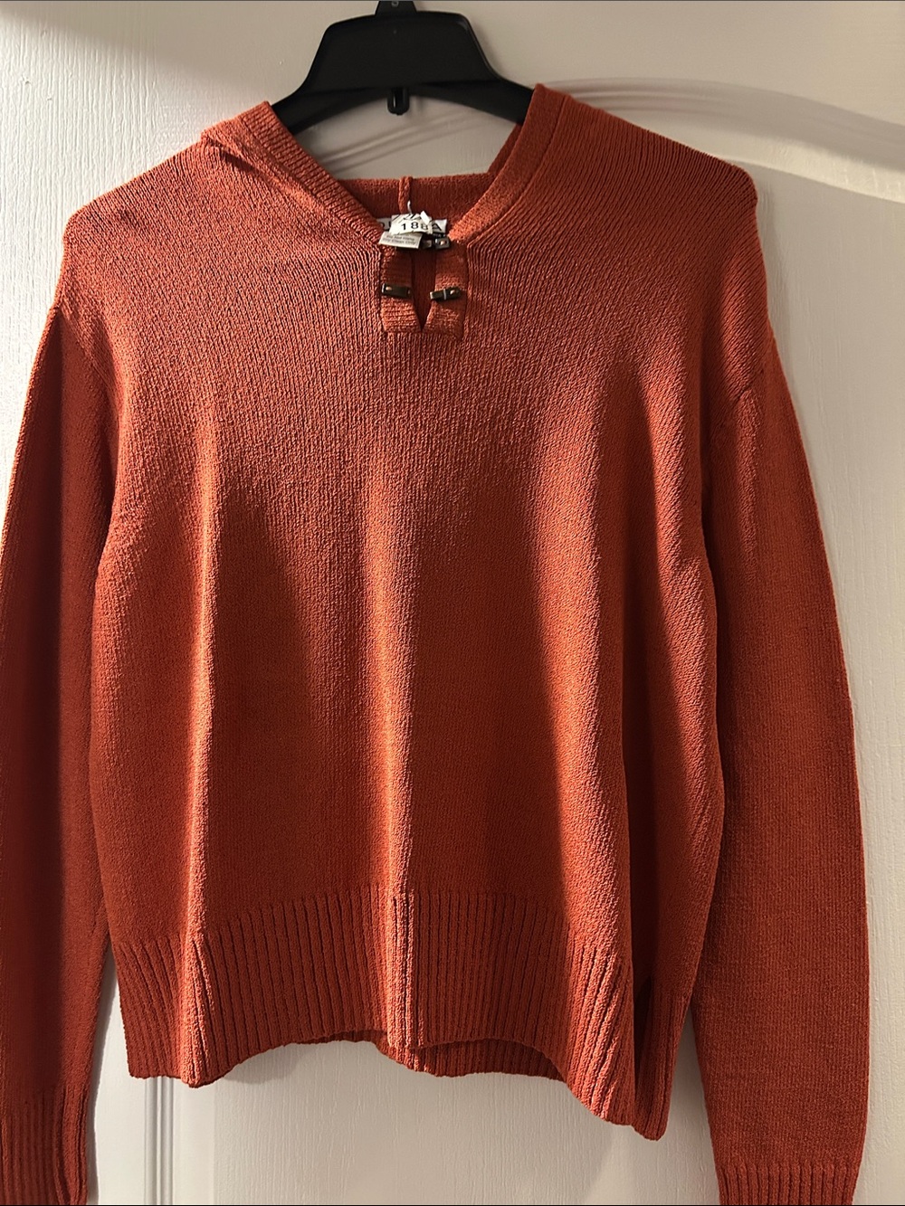 Women's Rust Cowl-Neck Knit Sweater with Toggle Detail